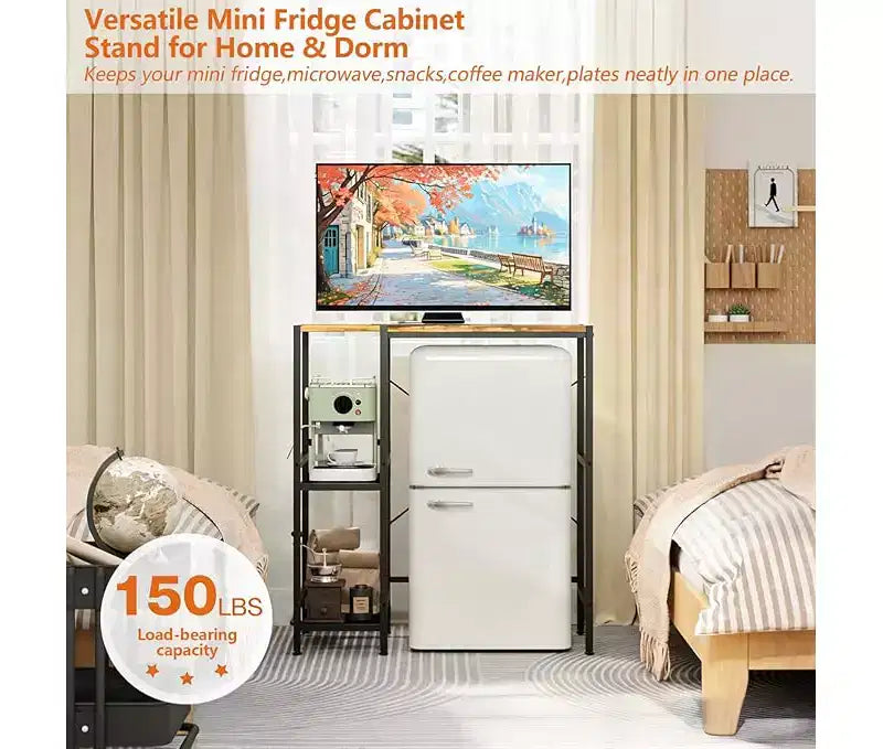 Supporto frigo in metallo nero con ripiano portaoggetti e parte superiore regolabile, monouso
