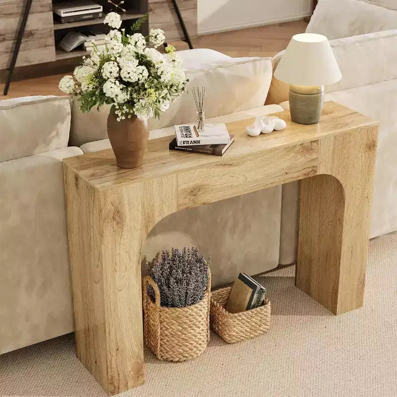 Consolle in legno marrone, stile rustico, montaggio da 1 persona, 120 cm / 160 cm