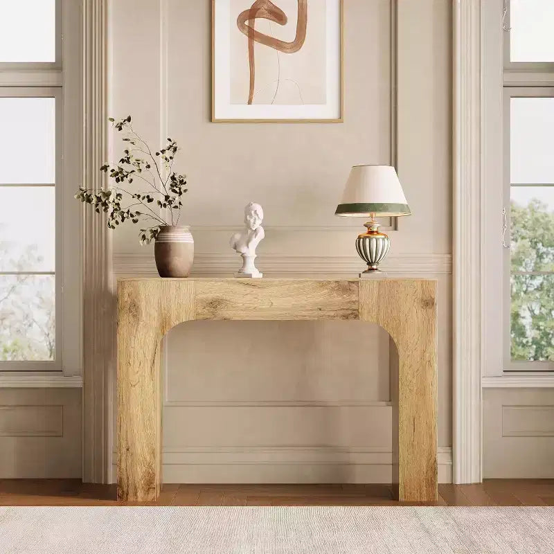 Consolle in legno marrone, stile rustico, montaggio da 1 persona, 120 cm / 160 cm