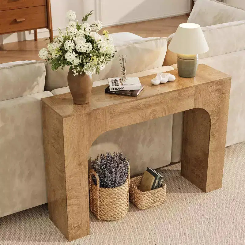 Consolle in legno marrone, stile rustico, montaggio da 1 persona, 120 cm / 160 cm