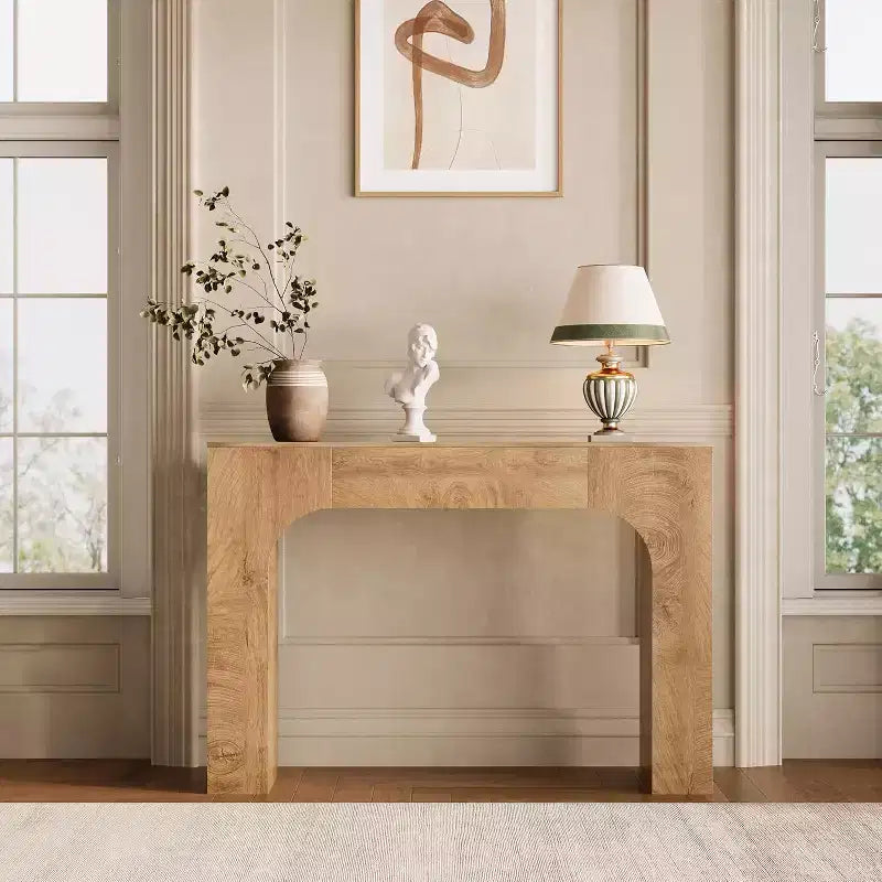 Consolle in legno marrone, stile rustico, montaggio da 1 persona, 120 cm / 160 cm