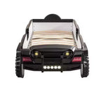 Letto Singolo a Tema Fuoristrada SUV Nero con Luci LED, Effetti Sonori e Rivestimento in Similpelle