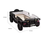 Letto Singolo a Tema Fuoristrada SUV Nero con Luci LED, Effetti Sonori e Rivestimento in Similpelle
