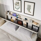 Struttura Letto a Piattaforma Matrimoniale Beige in Velluto, con 4 Cassetti Portaoggetti e Stazione di Ricarica Integrata