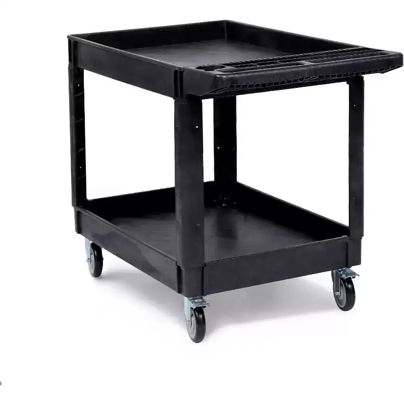 2 Shelf Heavy Duty Utility Cart 550LBS Capacity 360 Swivel Wheels with Brakes for Warehouse Garage Kitchen, 45.7x25.6in