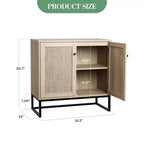 Mobile contenitore in rattan a 2 ante marrone naturale – Singolo, 80 cm L x 38 cm P x 78 cm H