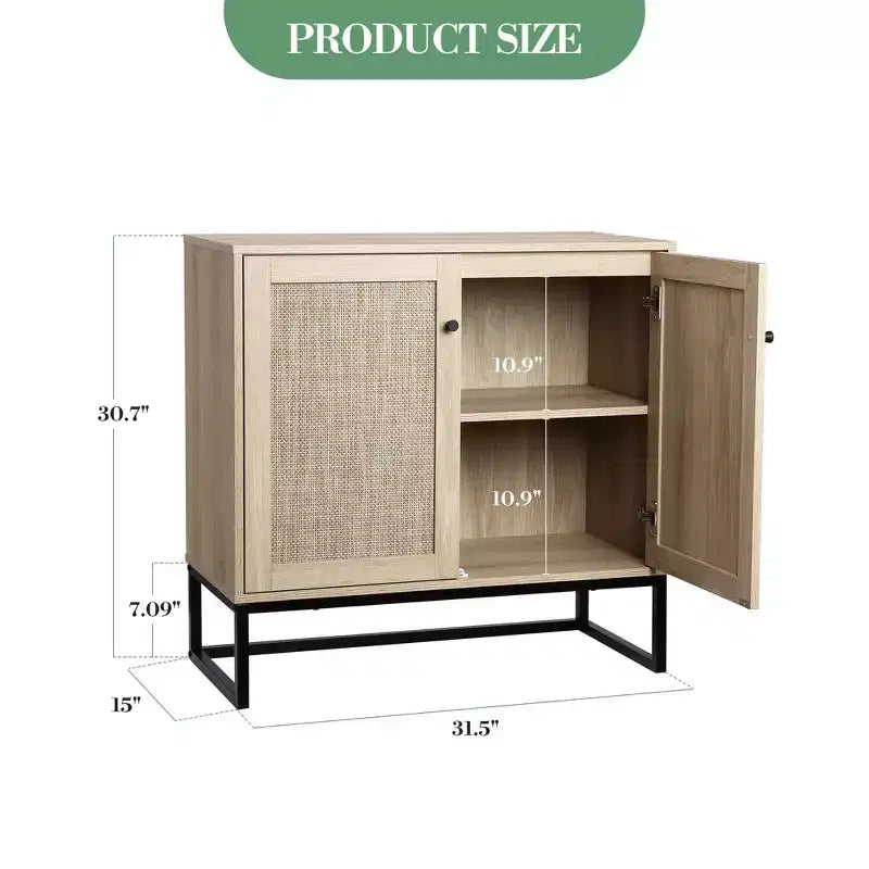 Mobile contenitore in rattan a 2 ante marrone naturale – Singolo, 80 cm L x 38 cm P x 78 cm H