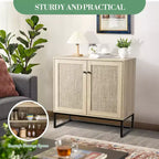 Mobile contenitore in rattan a 2 ante marrone naturale – Singolo, 80 cm L x 38 cm P x 78 cm H