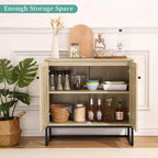 Mobile contenitore in rattan a 2 ante marrone naturale – Singolo, 80 cm L x 38 cm P x 78 cm H