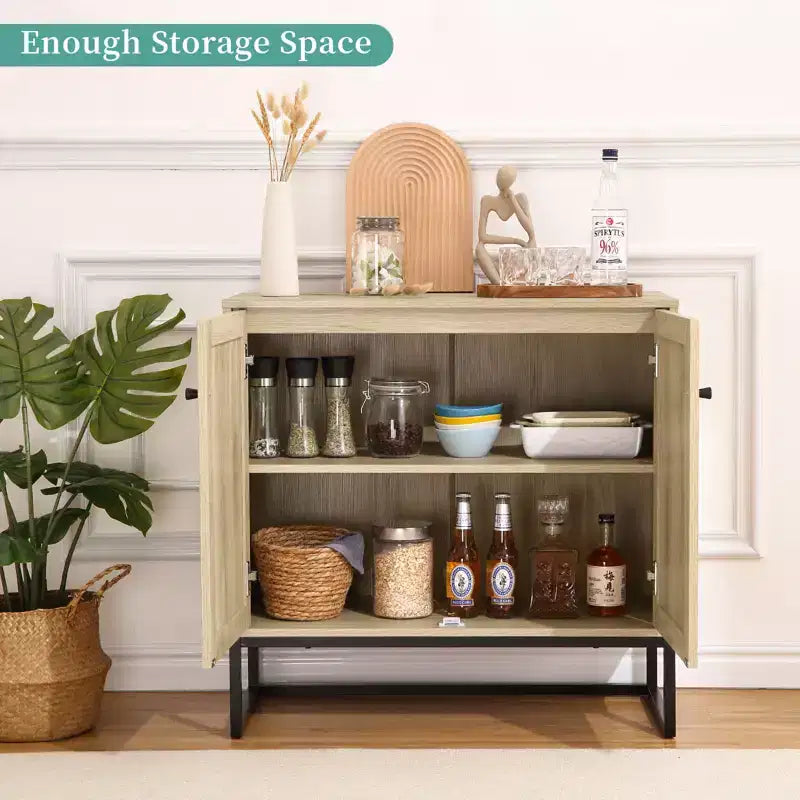Mobile contenitore in rattan a 2 ante marrone naturale – Singolo, 80 cm L x 38 cm P x 78 cm H