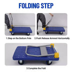 Carrello a piattaforma pieghevole blu, 1 persona, 24×40 in / 36×24 in