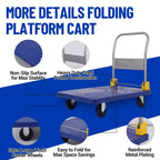Carrello a piattaforma pieghevole blu, 1 persona, 24×40 in / 36×24 in