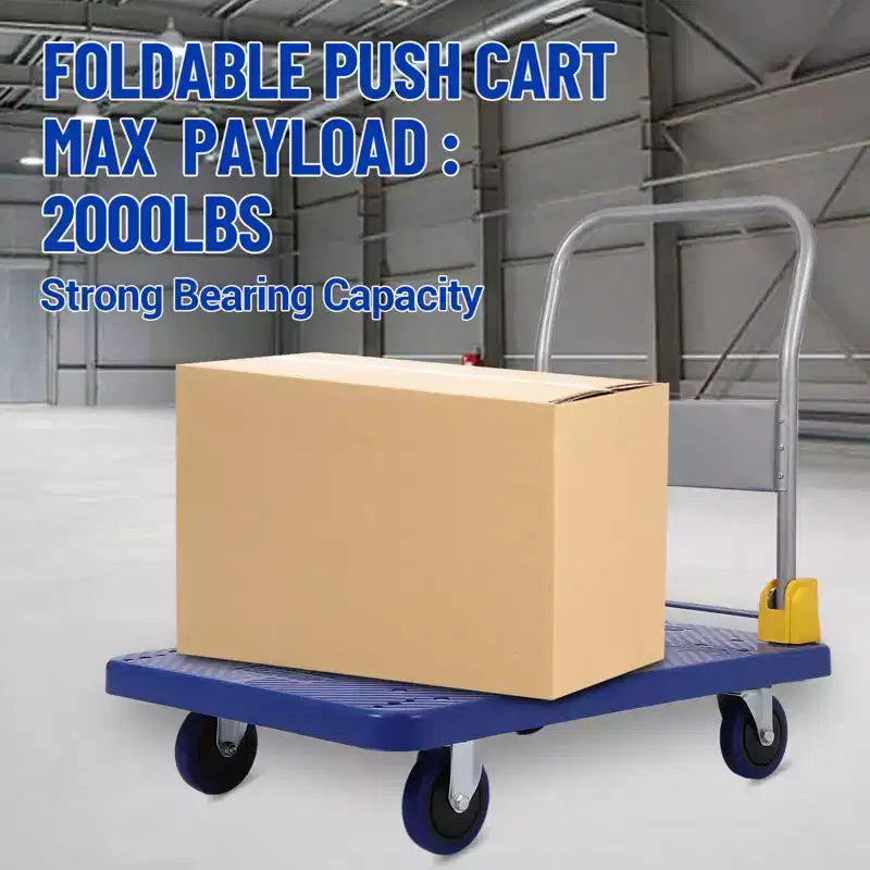 Carrello a piattaforma pieghevole blu, 1 persona, 24×40 in / 36×24 in
