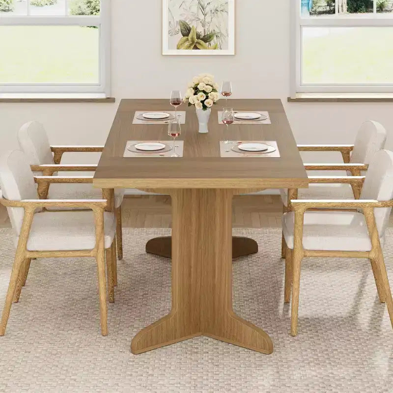 Tavolo da pranzo rettangolare in legno nero/noce, 6 posti, stile rustico