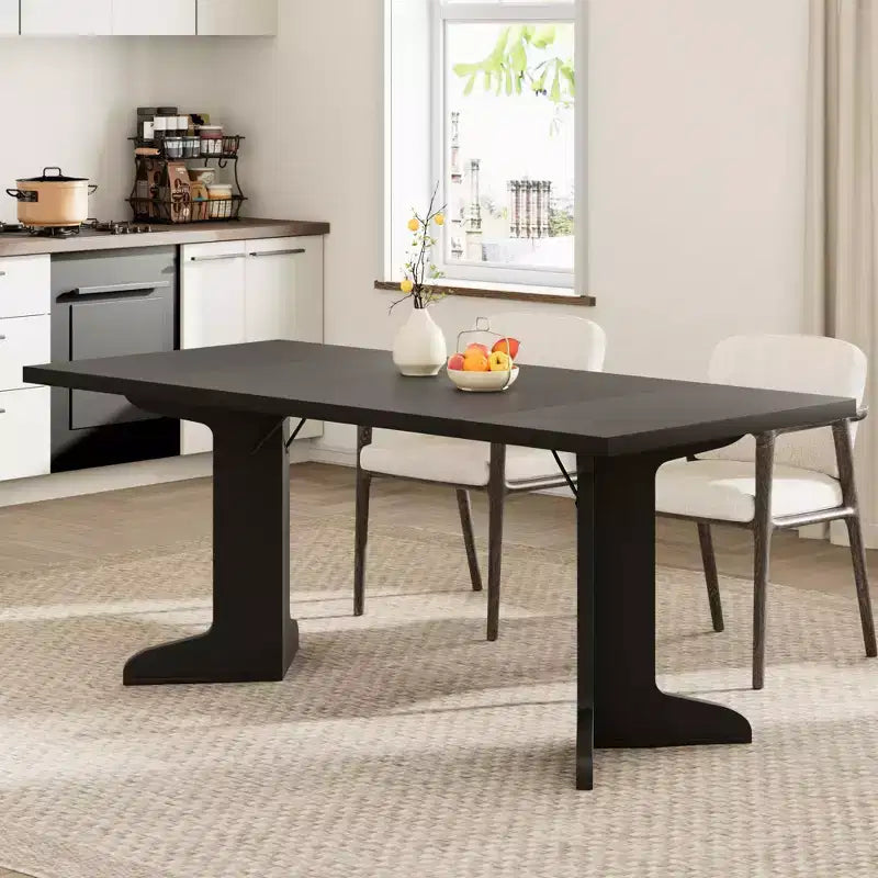71-inch Dining Table for 6-8, Farmhouse Kitchen Table w/Large Tabletop, Rectangular Dinner Eating Table for Dining Room, Living Room