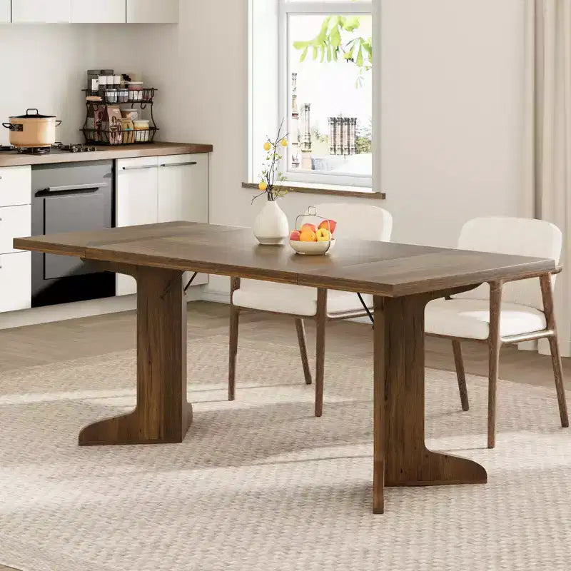 Tavolo da pranzo rettangolare in legno nero/noce, 6 posti, stile rustico