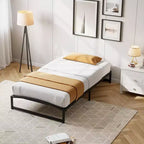 Struttura letto a piattaforma in metallo nero con design ad arco, singolo / California King, 1-2 persone
