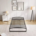 Struttura letto a piattaforma in metallo nero con design ad arco, singolo / California King, 1-2 persone