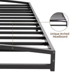 Struttura letto a piattaforma in metallo nero con design ad arco, singolo / California King, 1-2 persone