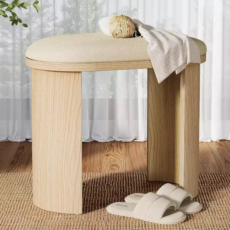 Lantine 23.6-Inch Vanity Stool Chair, Ottoman Stool Foot Rest for Couch with Cushion,Small Entryway Bench for Living Room, Bedroom, Makeup Room, Beige