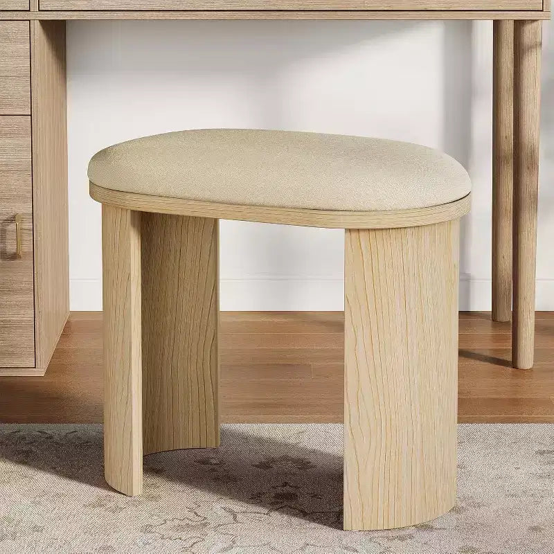 Sgabello da toeletta ovale beige, singolo