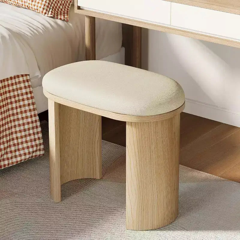 Sgabello da toeletta ovale beige, singolo