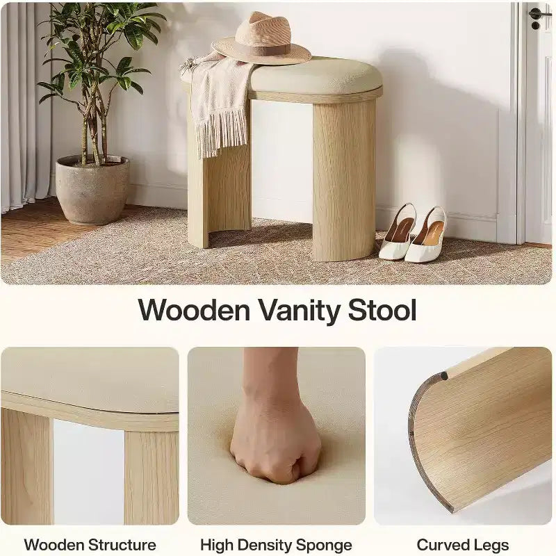 Sgabello da toeletta ovale beige, singolo