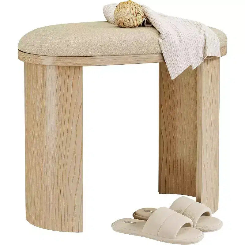 Sgabello da toeletta ovale beige, singolo
