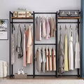 Lantine Heavy Duty Garment Rack with Shelves and Hanging Rod, Free Standing Closet Organizer for Hallway, Bedroom, Dark Black, Max Load 500Lbs