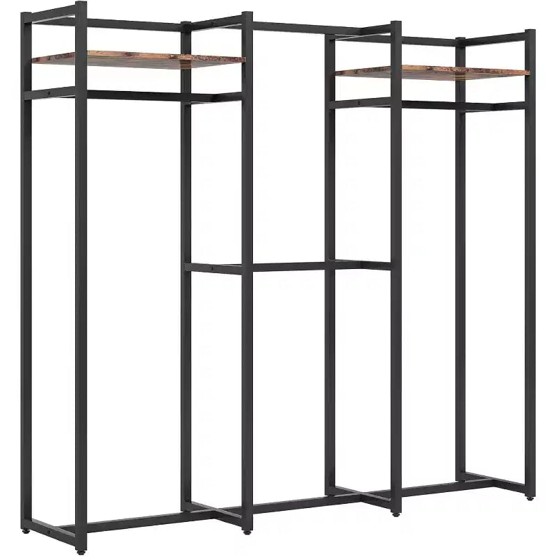 Appendiabiti Nero Autoportante con Ripiani e Aste Appendiabiti, Organizzatore per Armadio a Utente Singolo, Carico Massimo 227 kg