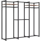 Appendiabiti Nero Autoportante con Ripiani e Aste Appendiabiti, Organizzatore per Armadio a Utente Singolo, Carico Massimo 227 kg