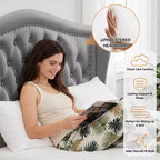 Letto a piattaforma Queen con testiera ad ali in velluto beige/dorato/grigio con 2 cassetti portaoggetti, 1 persona