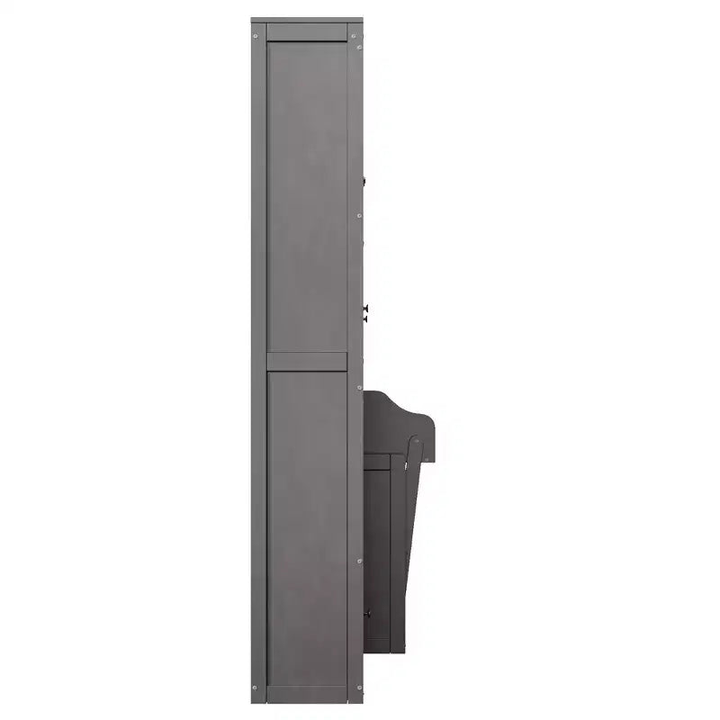 Letto a muro Murphy grigio Queen con armadietti laterali, luci LED e contenitore – 1 Persona