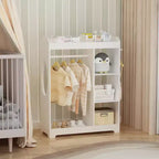 Armadio travestimenti bianco per bambini con specchio, appendiabiti, ganci e mensole - 1 bambino