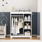 Armadio travestimenti bianco per bambini con specchio, appendiabiti, ganci e mensole - 1 bambino