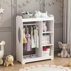 Armadio travestimenti bianco per bambini con specchio, appendiabiti, ganci e mensole - 1 bambino