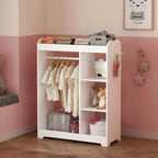 Armadio travestimenti bianco per bambini con specchio, appendiabiti, ganci e mensole - 1 bambino