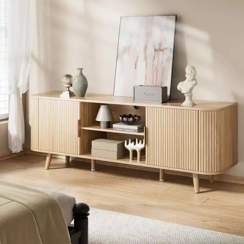 Mobile TV scanalato in rovere per TV fino a 65", largo 55", 1 pezzo