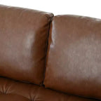 Divano a 3 posti in ecopelle (PU) in stile moderno di metà secolo, nero / marrone scuro / marrone chiaro, con design trapuntato e gambe in legno