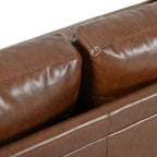 Divano a 3 posti in ecopelle (PU) in stile moderno di metà secolo, nero / marrone scuro / marrone chiaro, con design trapuntato e gambe in legno