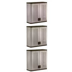 Suncast 4 Ft Resin Single Shelf Garage Wall Storage Cabinet, Platinum (3 Pack)